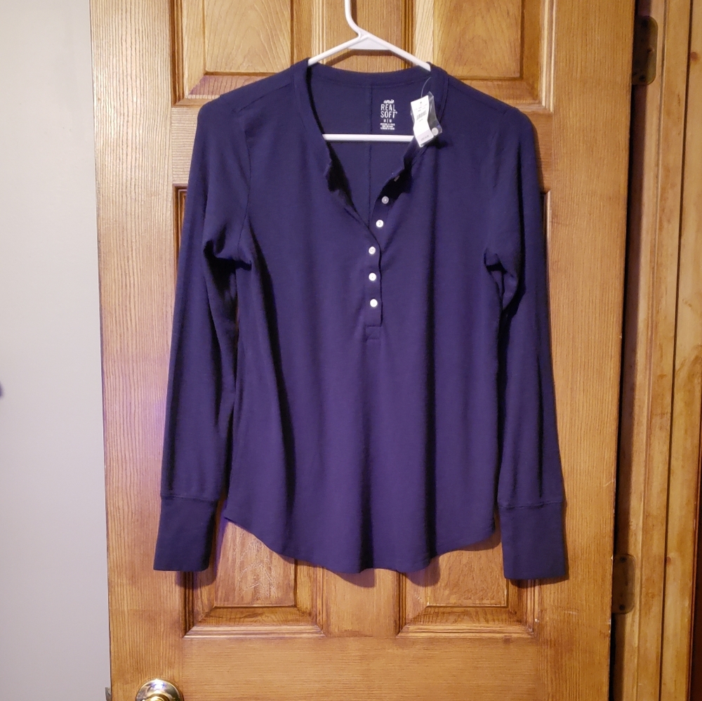 Aerie Navy Henley Tee